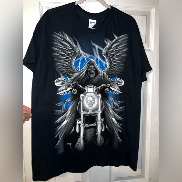 Grim reaper motorcycle men’s tshirt size large - Picture 1 of 3